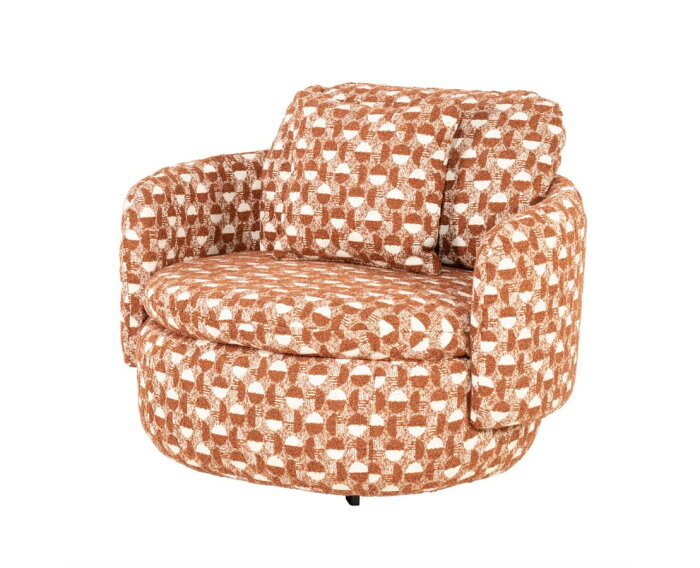 SEVN Lois fauteuil draaibaar - Rond en uitnodigend - Terracotta - 107x97x84 cm