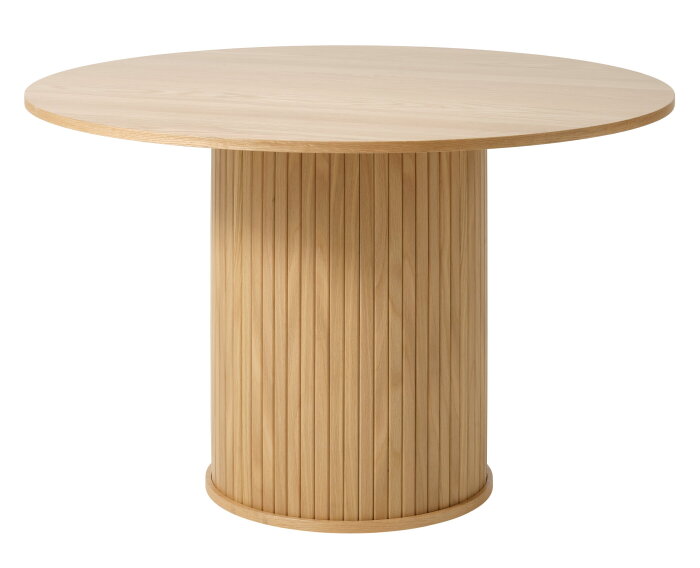 Combideal Eetkamerset: Ronde eettafel Nola eiken naturel 120 cm met 4 Lucille eetkamerstoelen - scandinavisch - Beige
