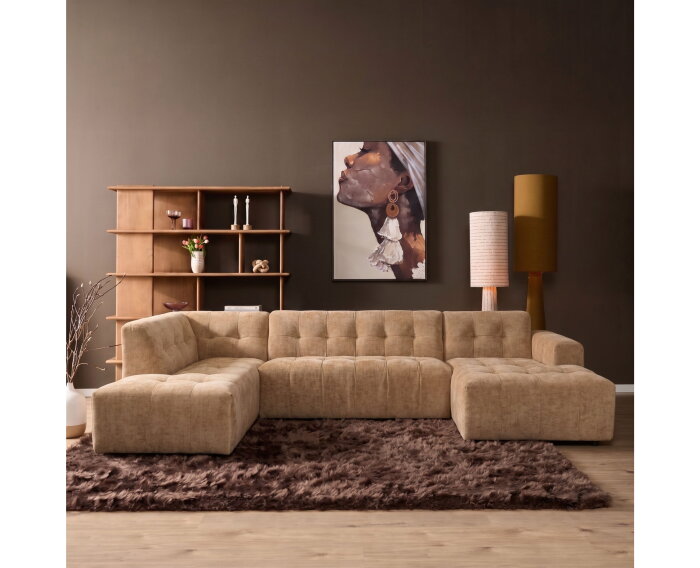 MySofa Ruby U-bank Beige Lounge L + 2,5 + Ottomane R