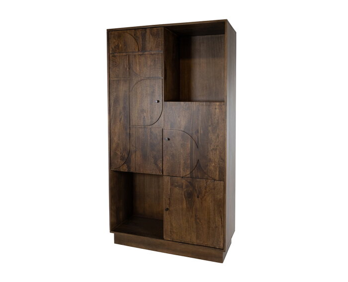 Kast 180 met 3 deuren en 2 open vakken, Dark Walnut - Kaapstad Collection