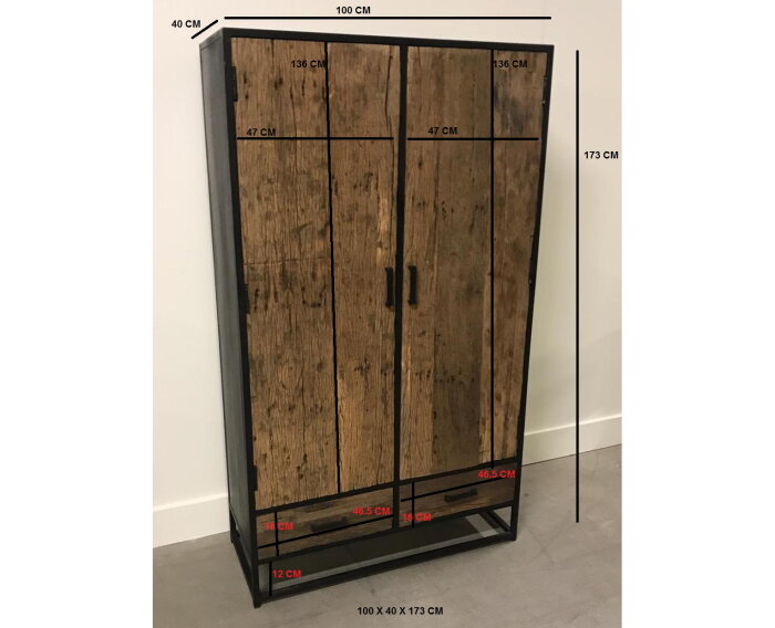 Wandkast twee deuren Dakota 100 cm | Livingfurn 11990