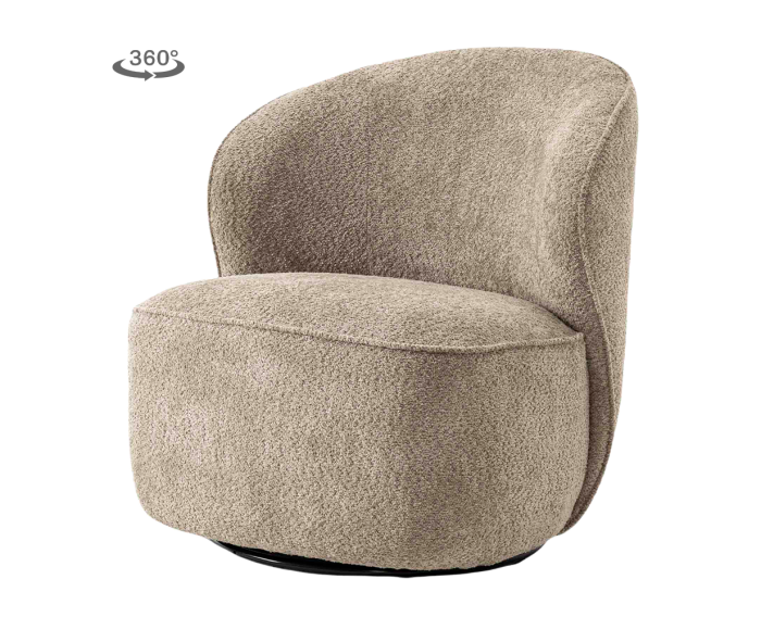 Belvi Fauteuil - fabric AJ3019-11 Beige (draaibaar)