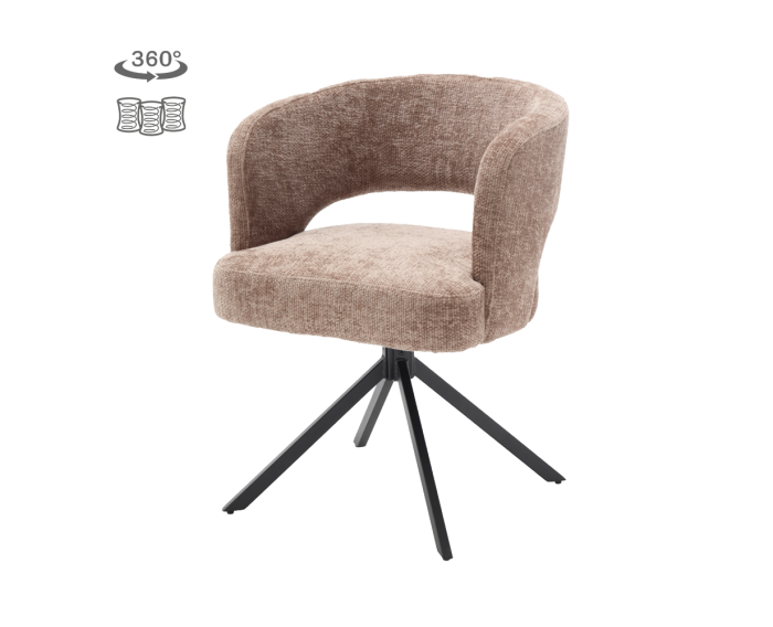Tower Living Eetkamerstoel Mura draaibaar Chenille - Cappucino