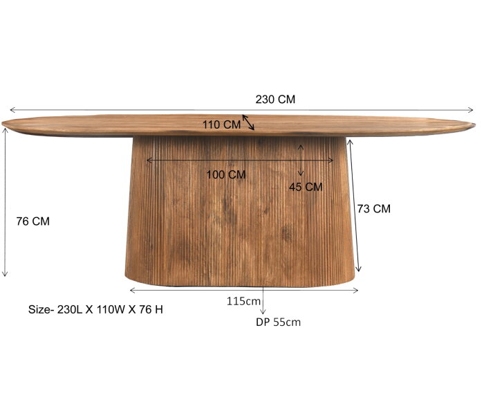 Eettafel Salvator ovaal 230 cm - Bruin | Livingfurn
