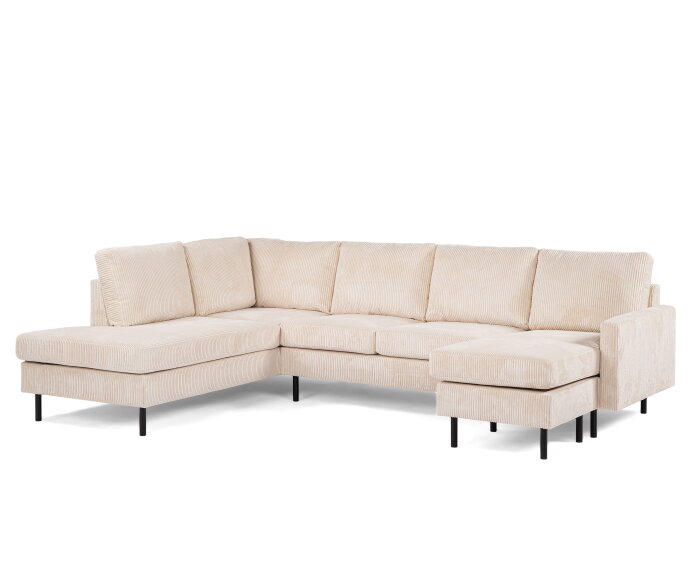 3 seater corner left, fabric Lincoln 03, RIB460 beige