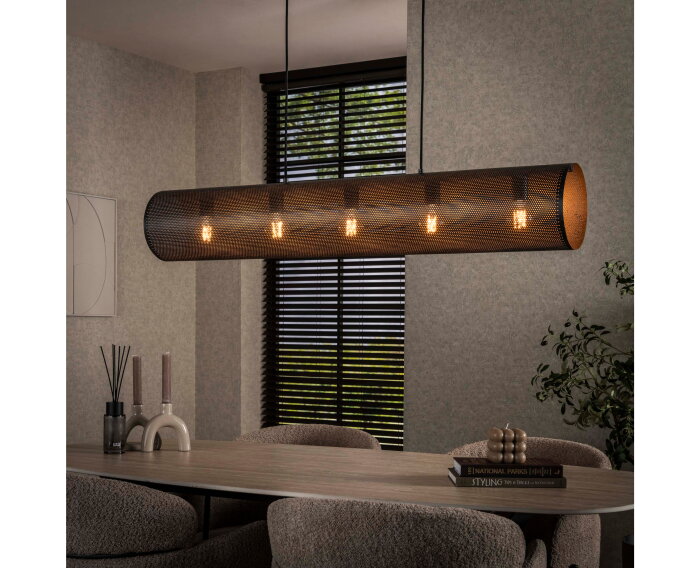 Hanglamp 5L koker mesh - Artic zwart
