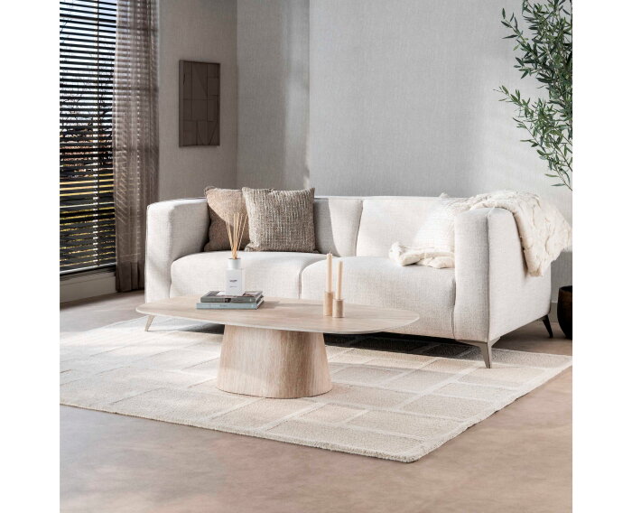 Salontafel Centurio Deens ovaal Travertin keramiek 135x70 cm - Beige