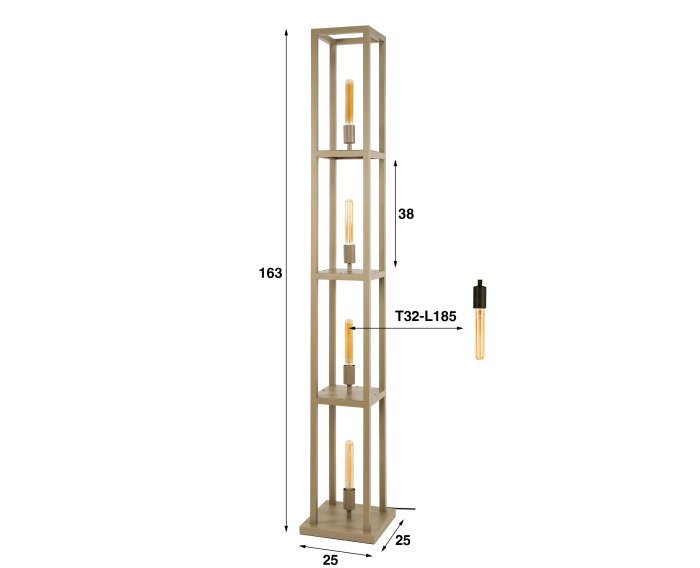 Vloerlamp 4L Quadra - Beige