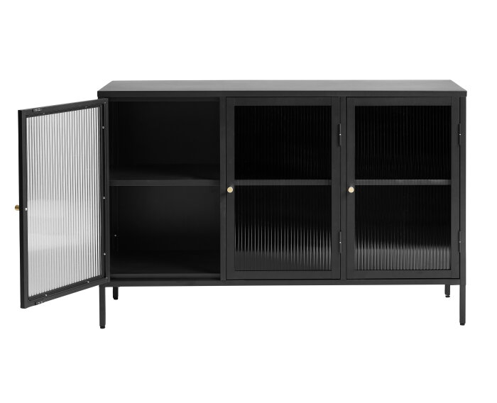 Dressoir Bronco metaal glas 132 cm - zwart