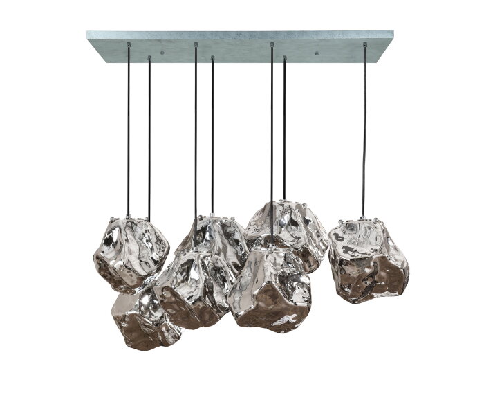 Hanglamp Rocky Chromed 7 lampen - Glas