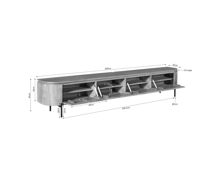 Tv meubel Excellent Brown | 200 cm