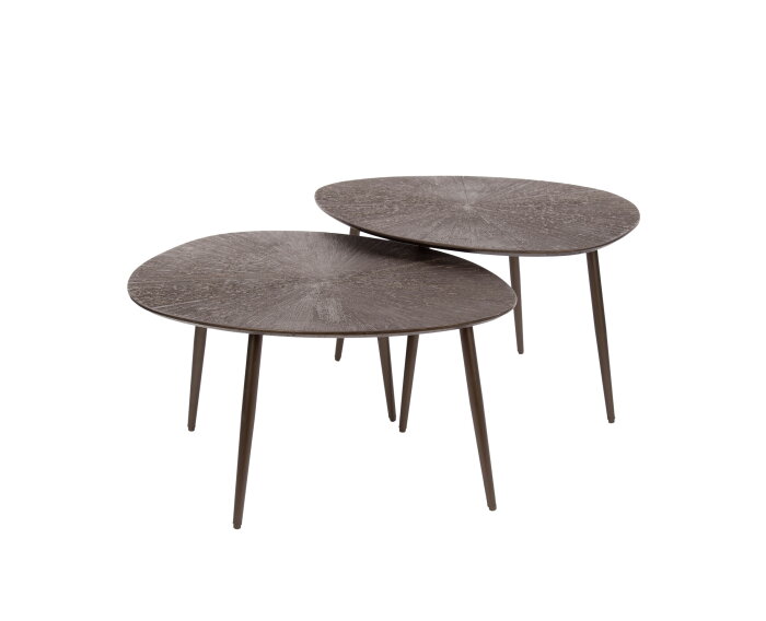 Salontafel set/2 Brown Ray Metal leaf - Donkerbruin brons
