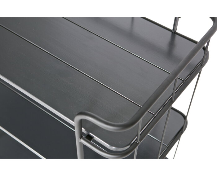 Caro Metalen Trolley Met Houten Planken Mat Zwart Hoog [fsc] - WOOOD