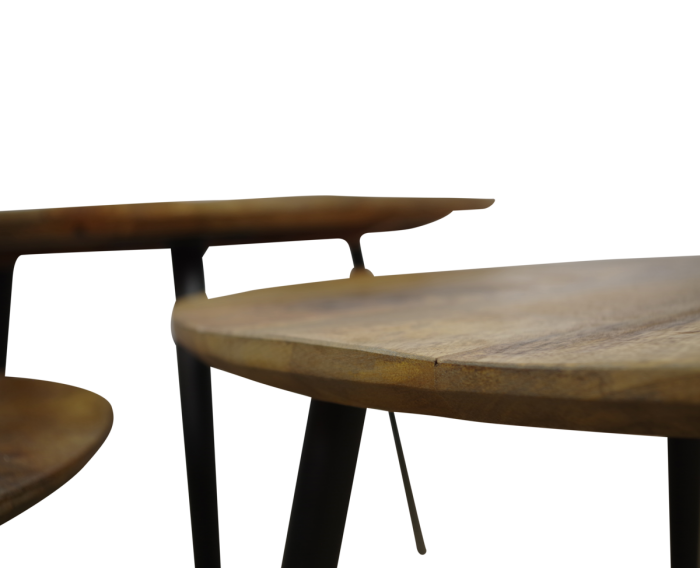 Salontafel Milo set van 3 rond mangohout - Naturel
