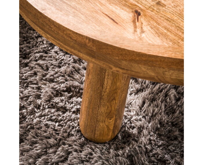 Salontafel Tripod set van 2 rond mangohout - Zandkleur