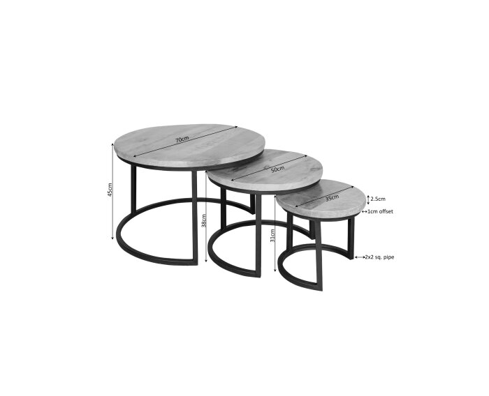 Salontafel Madison Sand | 70 cm | set van 3