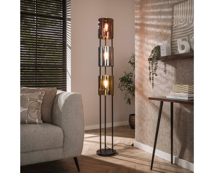 Vloerlamp 3L tricolore Lucente - Artic zwart