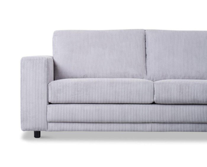 Hoekbank Livaro Beige - Zoom 19 Ribstof &ndash; Ottomane rechts &ndash; 261x204 cm