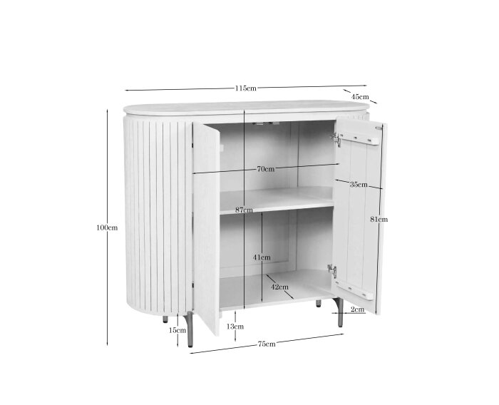 Kabinet kast Solana Bruin Mangohout 115 cm