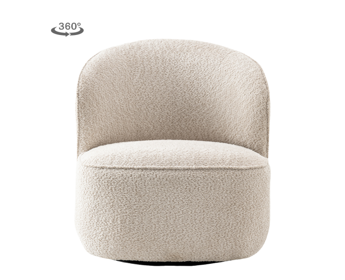 Belvi Fauteuil - fabric AJ3019-08 Cream (draaibaar)