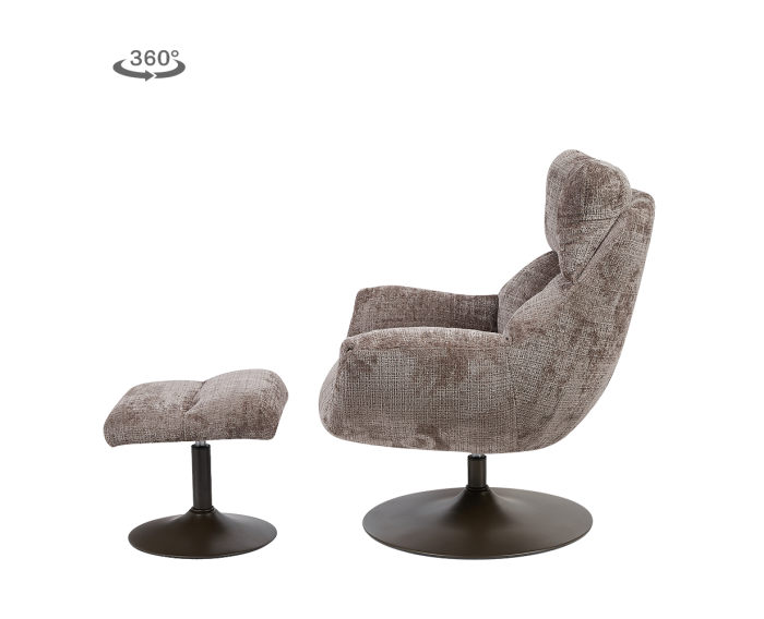 Force coffeechair 360&deg; + footstool - Cremona 24 clay