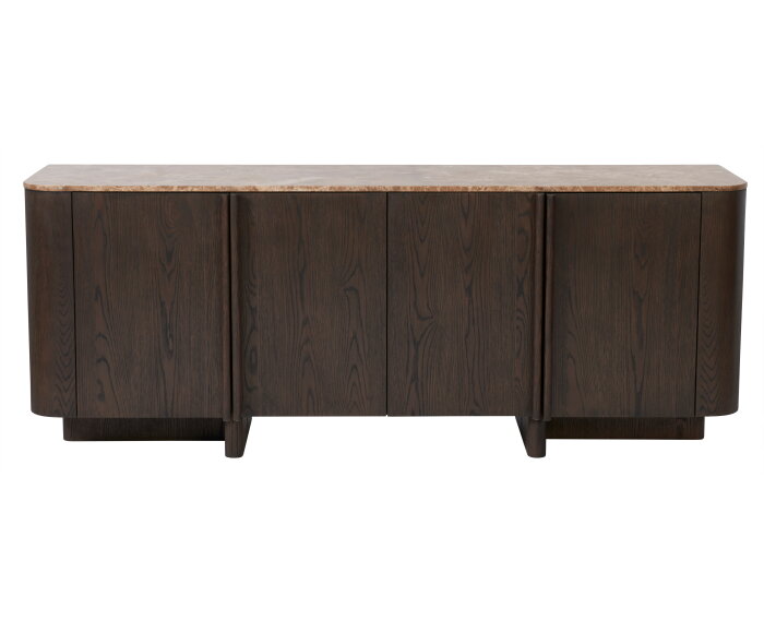 Dressoir Acro eikenhout 192 cm - Emperador marmer - Espresso bruin - Japandi