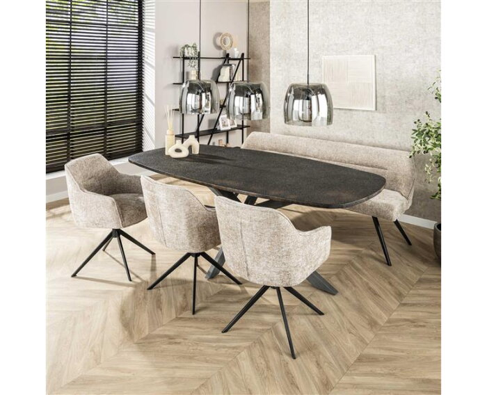Eetkamertafel 215cm deens ovaal metallic - Grijs