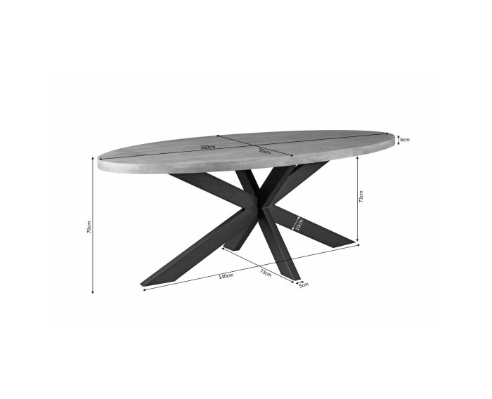 Eetkamertafel Denver | Ovaal | Mangohout | 160 cm