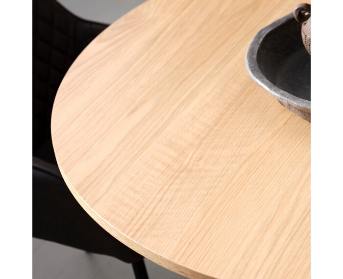 Combideal Eetkamerset: Ronde eettafel Nola eiken naturel 120 cm met 4 Lucille eetkamerstoelen - scandinavisch - Beige