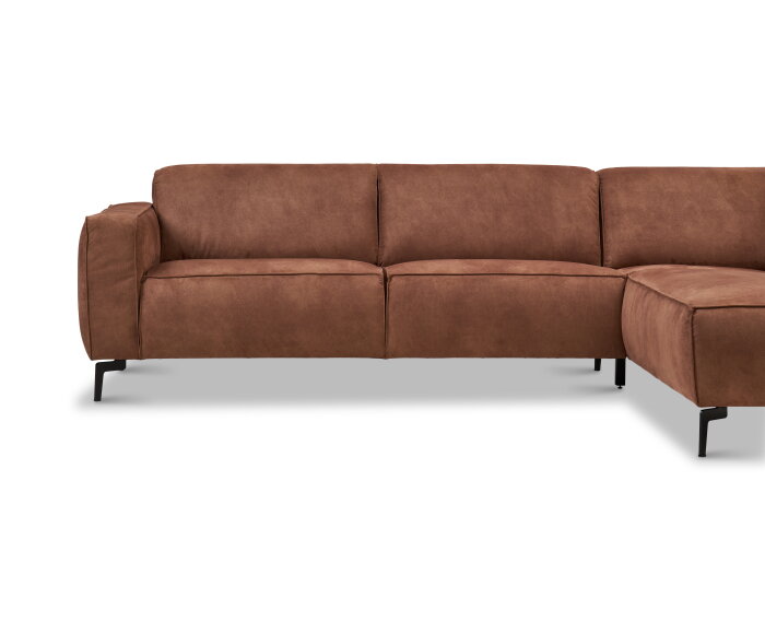 Hoekbank Varello Cognac- Tauro 13 &ndash; Ottomane rechts &ndash; 270x209 cm