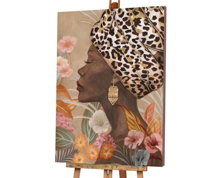 Schilderij "Beauty with African Headdress" - Acryl painting