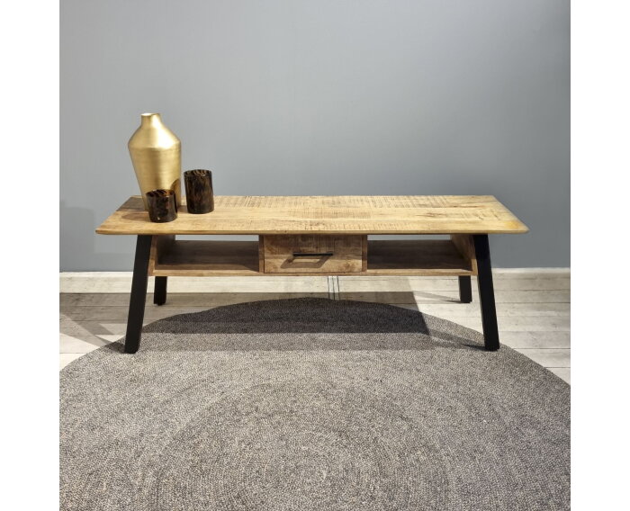 Tv-meubel Berlin mangohout 1 lade 150 cm - Naturel