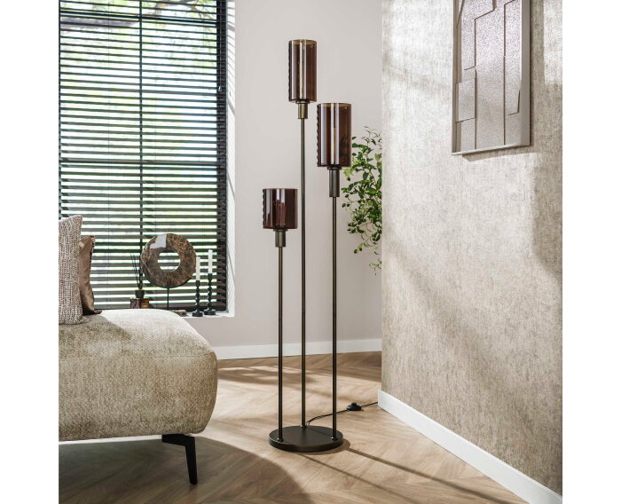 Vloerlamp Sepiora 3-lichts Sienna Bruin &ndash; Hotel Chique Design - 33x33x165 cm