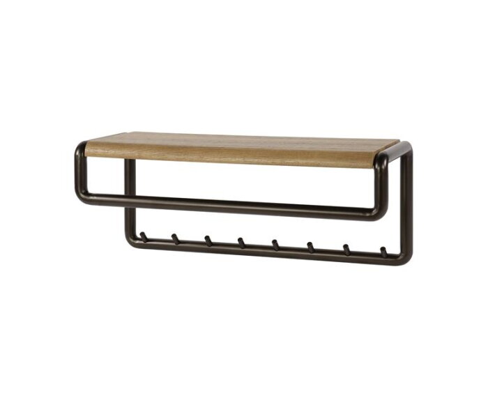 Kapstok 8 haken roede en hoedenplank Luno - Drift Brown Powdercoated