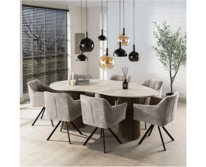 Eettafel 215 niervormig Romano - Ceramic 3D Travertine