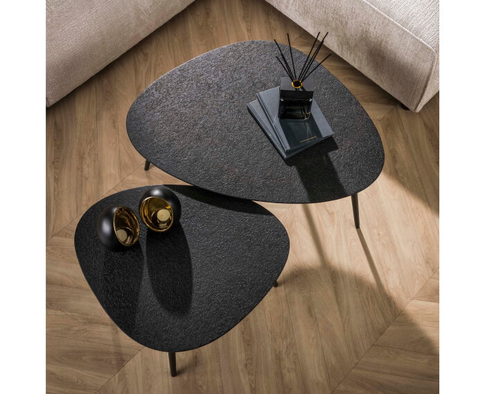 Salontafel Trinity set van 2 driehoekig metallic - Grijs