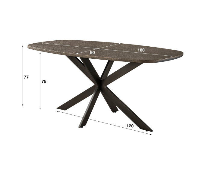Eettafel 180 Bronvik deens ovaal - Bronze liquid metal
