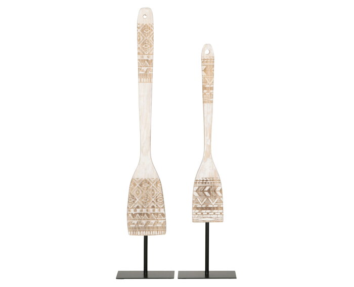 Tribal Spoon whitewash, set of 2,41x12x8 cm / 56x12x8 cm