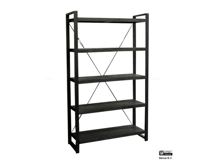 Boekenkast Britt mangohout 120 cm - zwart