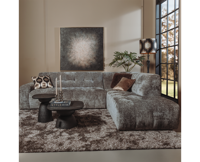 Tower Living Hoekbank Memphis 3-AL + Ottoman R - Haga 16 charcoal