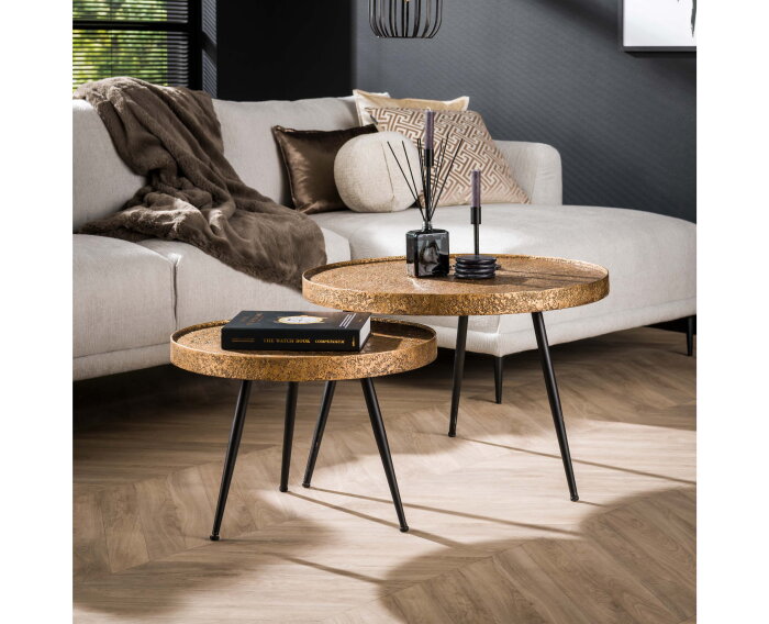 Salontafel Vera Set van 2 Metallic - Brons antiek