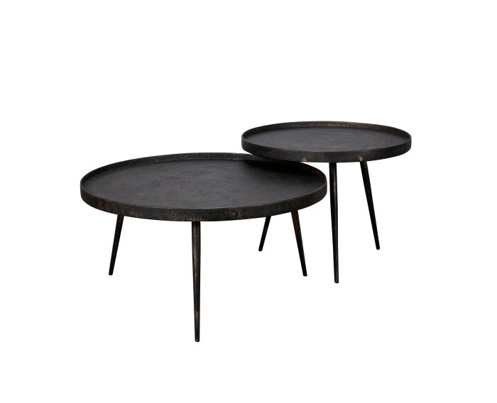 Salontafel Vera Set van 2 Metallic rond - Zwart