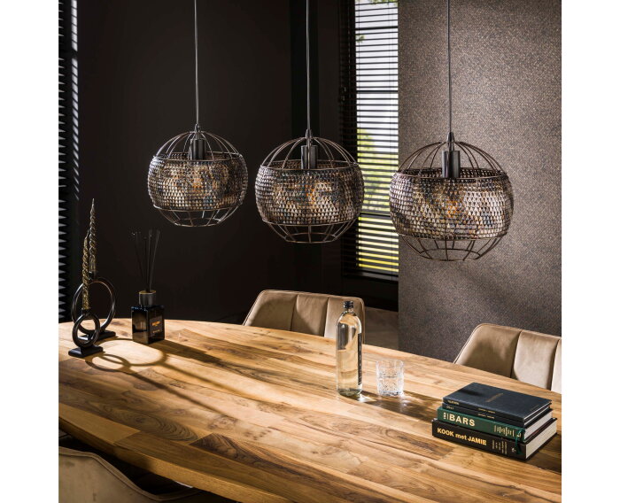 Hanglamp 3L &Oslash;30 armor open - Zwart bruin