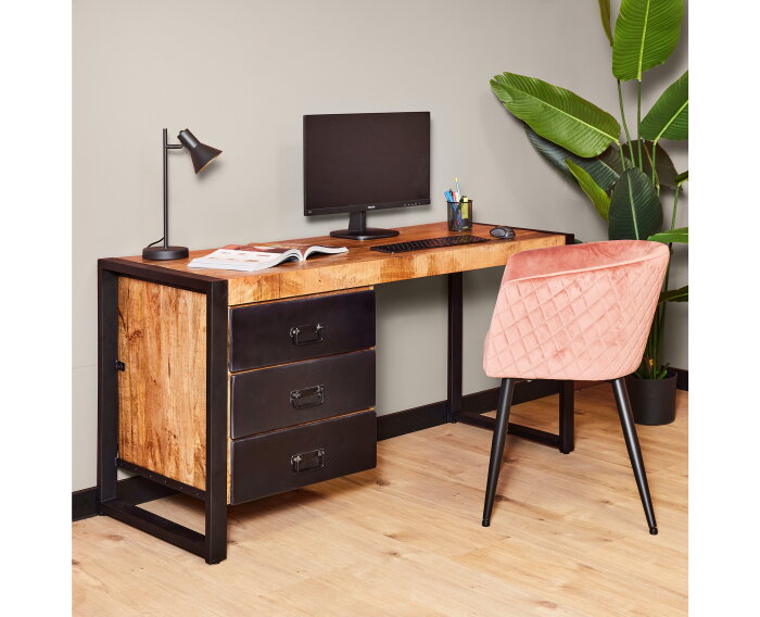 Bureau Britt 145 cm mango metaal - zwart | Meubelplaats