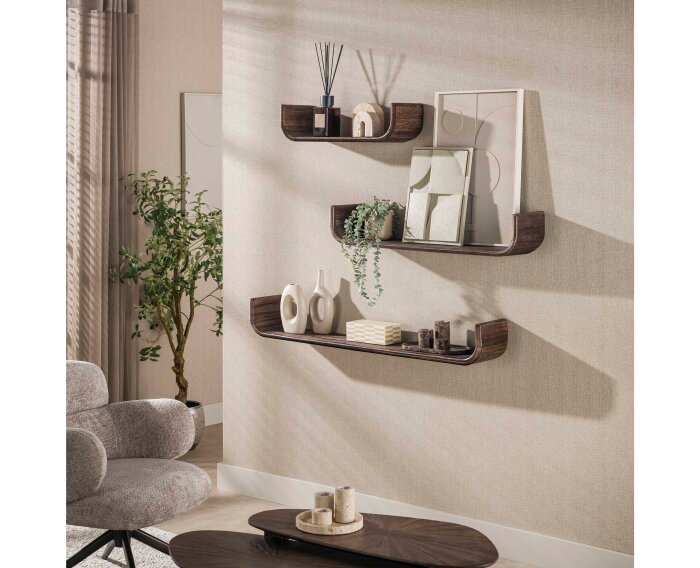 Wandplank Maya Teak U-shape set/3 - Massief teak espresso