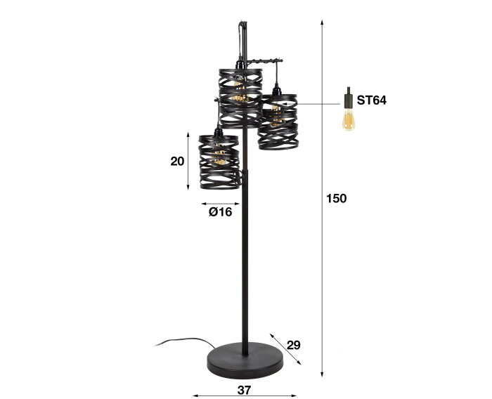 Vloerlamp Spindle 3 Lampen | Ray