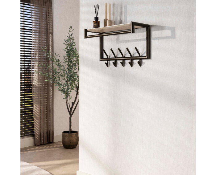 Kapstok Terra XS roede-hoedenplank - Melamine travertine