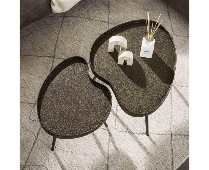 Salontafel Contour niervormig set/2 - Brons liquid metal