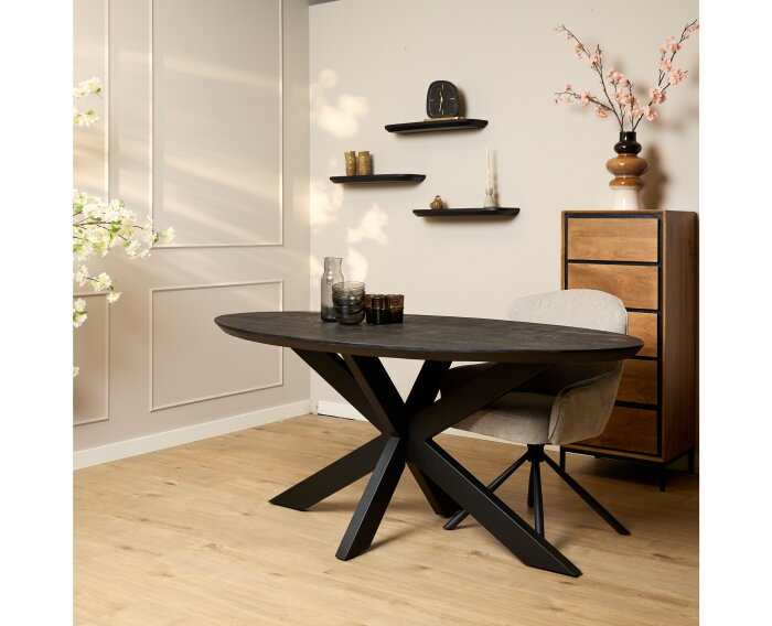 Eettafel Brandy Black | 160 cm | Ovaal