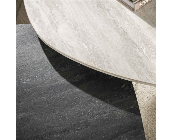 Salontafel set/2 log Twin - 3D ceramic mix travertine